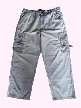Y2K Vintage Oakley Cargo Pants Grey Distressed 100% Cotton Sz 34